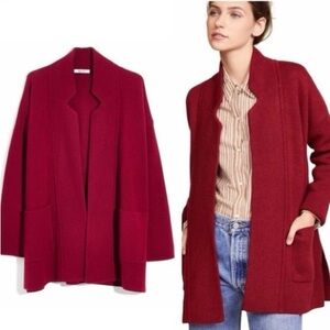 Madewell Rich Red Women's Open front Cardigan merino wool blend size XS pockets